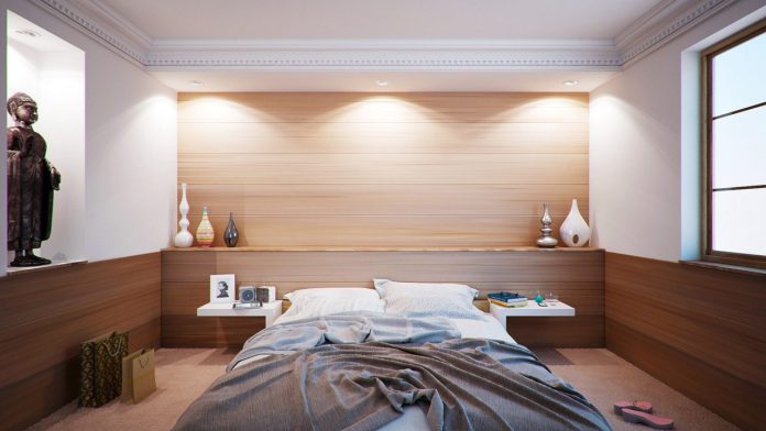 Sypialnia - brązowa, drewniana